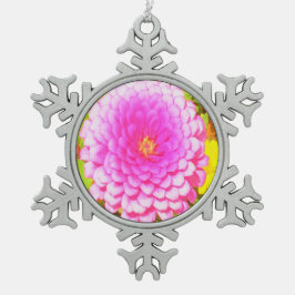 夏かわいらし園のピンクの丸《植物》百日草 スノーフレークピューターオーナメント