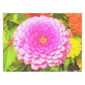 夏かわいらし園のピンクの丸《植物》百日草 テーブルクロス (正面(横))