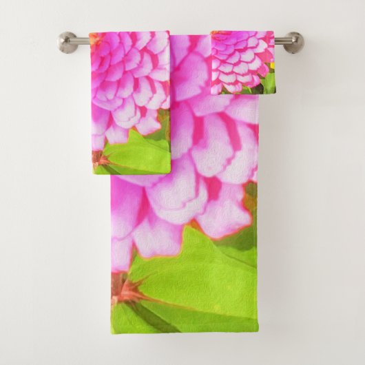 夏かわいらし園のピンクの丸《植物》百日草 バスタオルセット (インサイチュ)