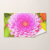 夏かわいらし園のピンクの丸《植物》百日草 バスタオルセット (ハンドタオル)