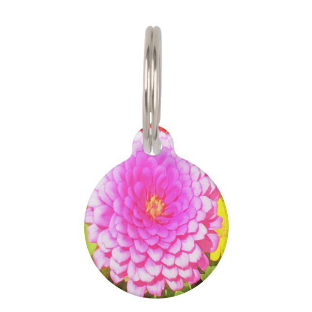 夏かわいらし園のピンクの丸《植物》百日草 ペット　ネームタグ (正面)