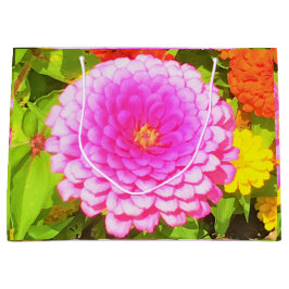 夏かわいらし園のピンクの丸《植物》百日草 ラージペーパーバッグ