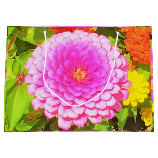 夏かわいらし園のピンクの丸《植物》百日草 ラージペーパーバッグ (正面)