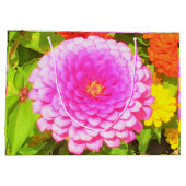 夏かわいらし園のピンクの丸《植物》百日草 ラージペーパーバッグ (裏面)