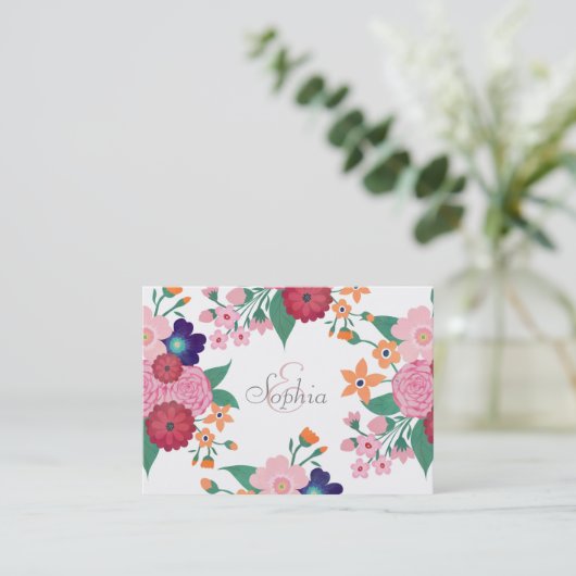 夏かわいらし花デザイン 名刺 (スタンド正面)