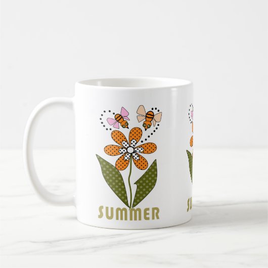 夏が好きなミツバチと私も大好き コーヒーマグカップ (左)