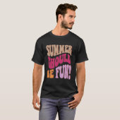 夏が楽しい サマーS カラフルな言葉がバックに Tシャツ (正面フル)