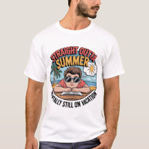 夏が終わっちゃった バカンスおわた 学校おもしろTシャツ