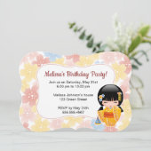 夏こけし人形 – かわいい芸者の誕生日パーティー 招待状 (スタンド正面)