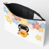 夏こけし人形 – 黄色い着物芸者ガール アクセサリーポーチ (見開き)