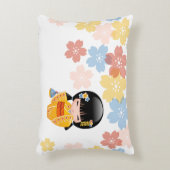 夏こけし人形 – 黄色い着物芸者ガール アクセントクッション (正面(垂直))