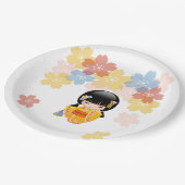 夏こけし人形 – 黄色い着物芸者ガール ペーパープレート (アングル)