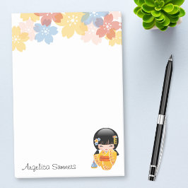 夏こけし人形 – 黄色い着物芸者ガール ポストイット