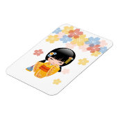 夏こけし人形 – 黄色い着物芸者ガール マグネット (左側)