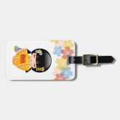 夏こけし人形 – 黄色い着物芸者ガール ラゲッジタグ (正面横)