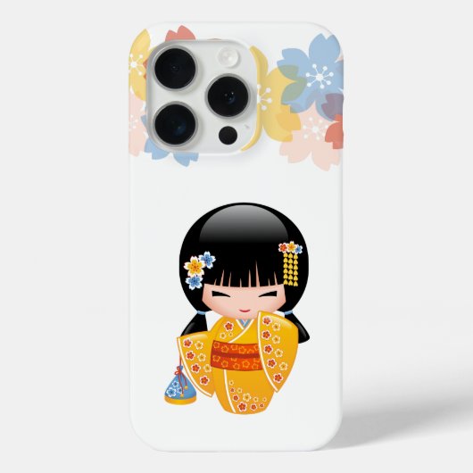 夏こけし人形 – 黄色い着物芸者ガール Case-Mate iPhoneケース (裏面)