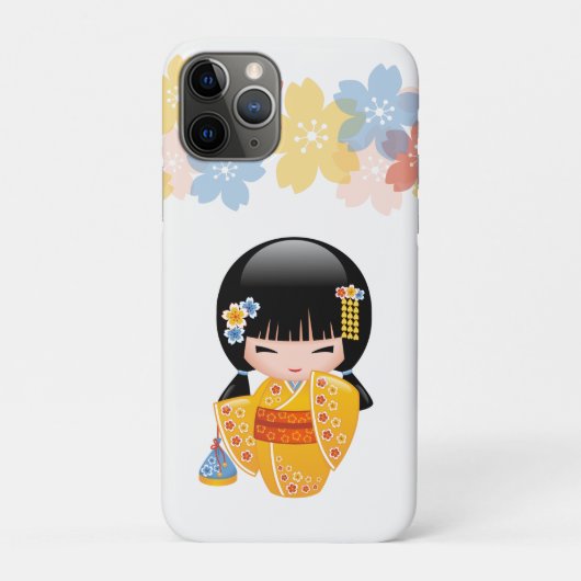 夏こけし人形 – 黄色い着物芸者ガール Case-Mate iPhoneケース (裏)