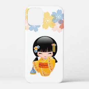 夏こけし人形 – 黄色い着物芸者ガール iPhone 12 MINI ケース
