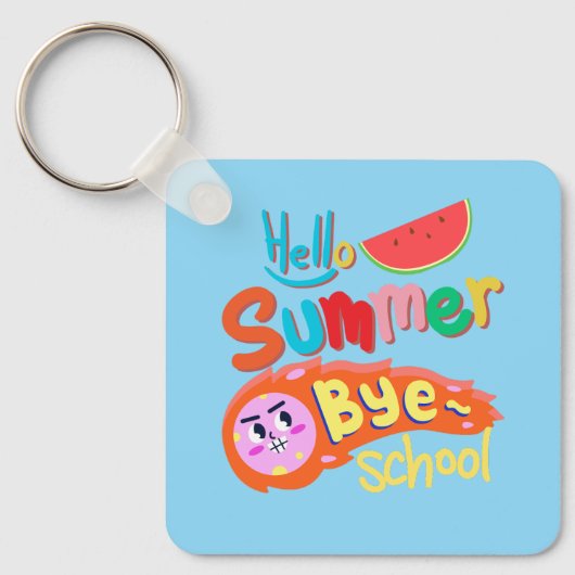 夏こんにちは！学校バイバイ！アート キーホルダー (正面)