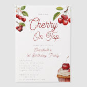 夏さくらんぼオントップ第1バースデーオーバーレイ ベラム紙招待状 (正面)