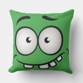 夏とおもしろい醜い顔緑 クッション