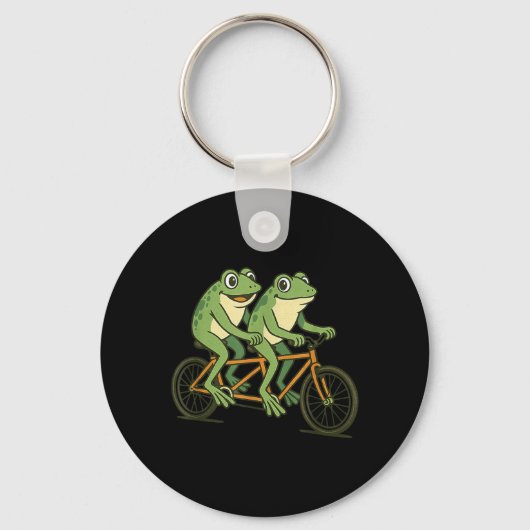夏とタンデム自転車に乗ったかわいいカエル キーホルダー (正面)