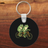 夏とタンデム自転車に乗ったかわいいカエル キーホルダー (正面)