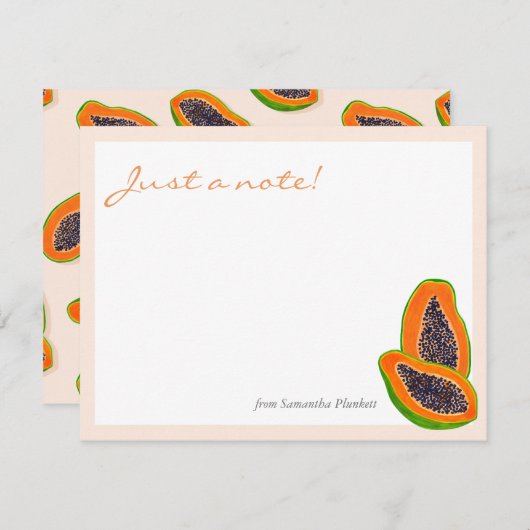 夏と熱帯のパパイヤの果物注 サンキューカード (正面/裏面)