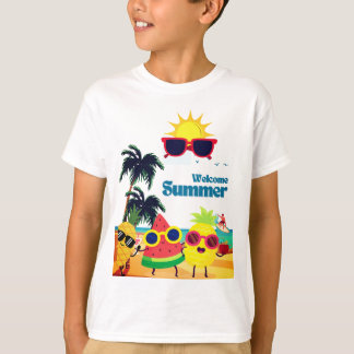 夏にぴったり クールなデザイン ウェルカムサマー Tシャツ