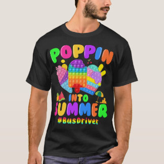 夏にポピポップ・アートのンIt学校バスの最終日D Tシャツ