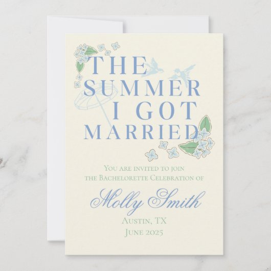 夏に向かった – 結婚したブライダルの日程 招待状 (正面)