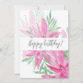 夏に咲くピンクのフローラ水彩アート (正面)