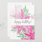 夏に咲くピンクのフローラ水彩アート (正面/裏面)