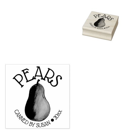 夏に熟した緑色の梨の果梨の缶詰 ラバースタンプ (押印)