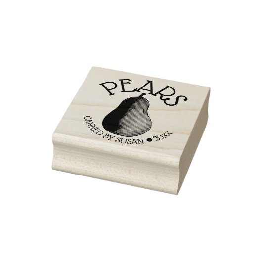 夏に熟した緑色の梨の果梨の缶詰 ラバースタンプ (スタンプ)