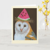 夏に納屋のフクロウのグリーティングカード カード (黄色い花)