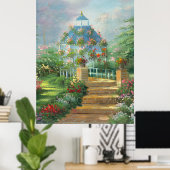夏に絵画ガゼボを覆った花の ポスター (ホームオフィス)