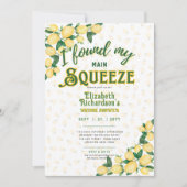 夏に設定 |おもしろいレモンスクイーズブライダルシャワー 招待状 (正面)