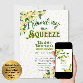 夏に設定 |おもしろいレモンスクイーズブライダルシャワー 招待状