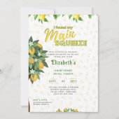 夏に設定 |おもしろいレモンスクイーズブライダルシャワー 招待状 (正面)