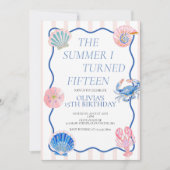夏に15歳の誕生日を迎えて 海辺の15歳の誕生日 招待状 (正面)