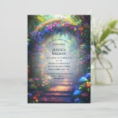 夏のおとぎ話に魅了された森の赤ちゃんシャワー 招待状 (スタンド正面)