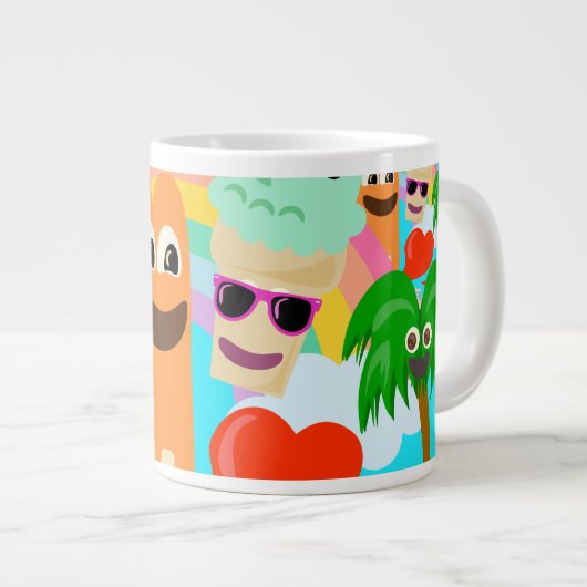 夏のおもしろいが可愛いマンガアートの喜びを楽しむ ジャンボコーヒーマグカップ (正面右)