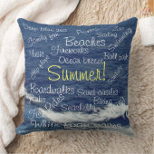 夏のおもしろいことわざビーチ波リバーシブル クッション (ブランケット)