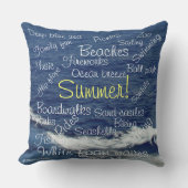 夏のおもしろいことわざビーチ波リバーシブル クッション (正面)