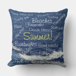 夏のおもしろいことわざビーチ波リバーシブル クッション