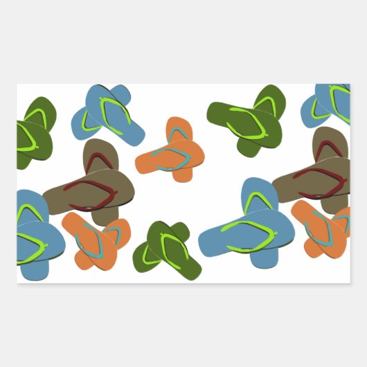 夏のおもしろいのビーチサンダル 長方形シール (正面)