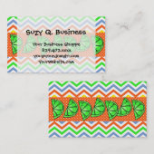 夏のおもしろいのライムのシェブロンの水玉模様の名刺 名刺 (正面/裏面)
