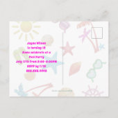 夏のおもしろいの女の子の誕生日パーティーへの招待 ポストカード (裏面)