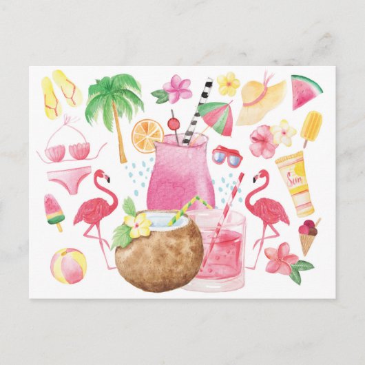 夏のおもしろいの挨拶ビーチ ポストカード (正面)